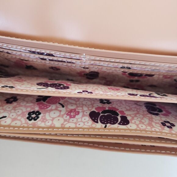 Anna Sui Wallet Clutch White Envelope Leather Owl Floral Hearts Boho Glam Box - Picture 8 of 12